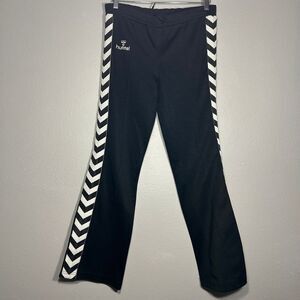 Hummel Track Pants Athletic Training Warm Up Black White Stripe Women's Size S